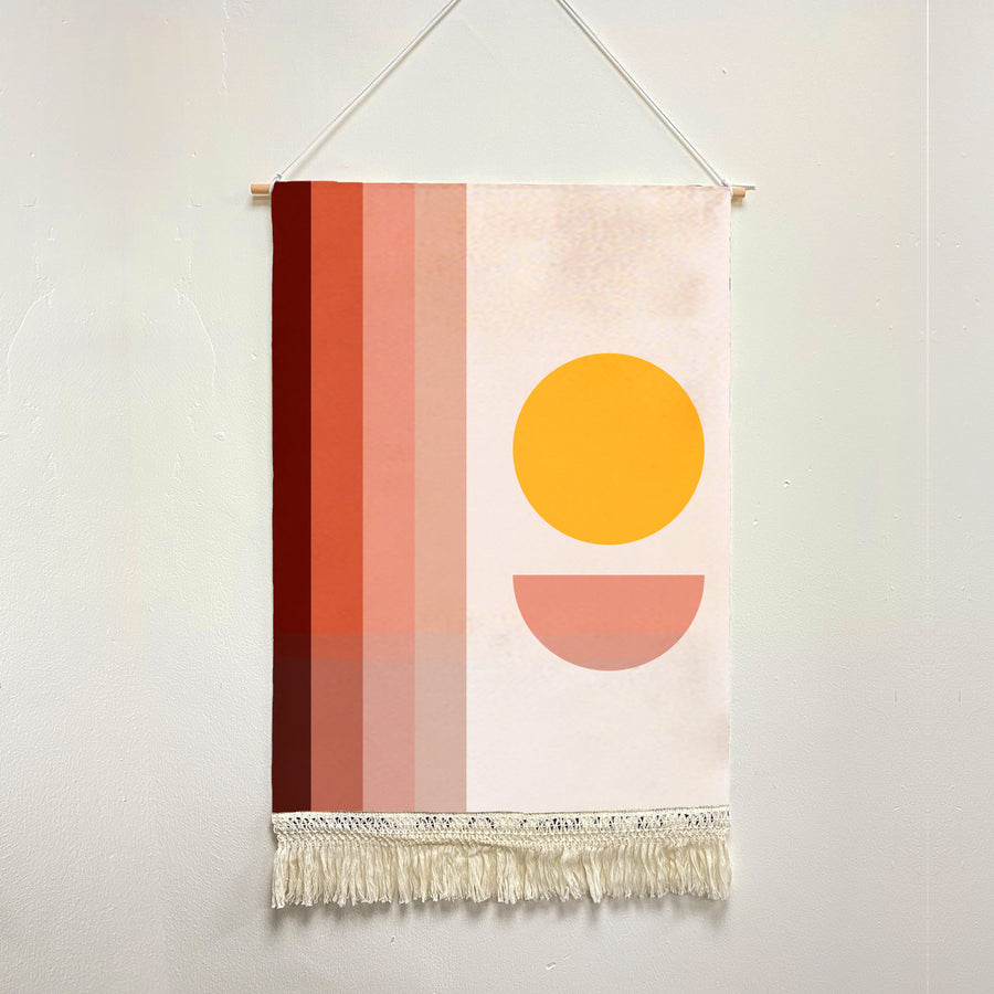 Feblilac Pink Sun Stripes Handmade Macrame Hanging Wall Decor Art - view 2