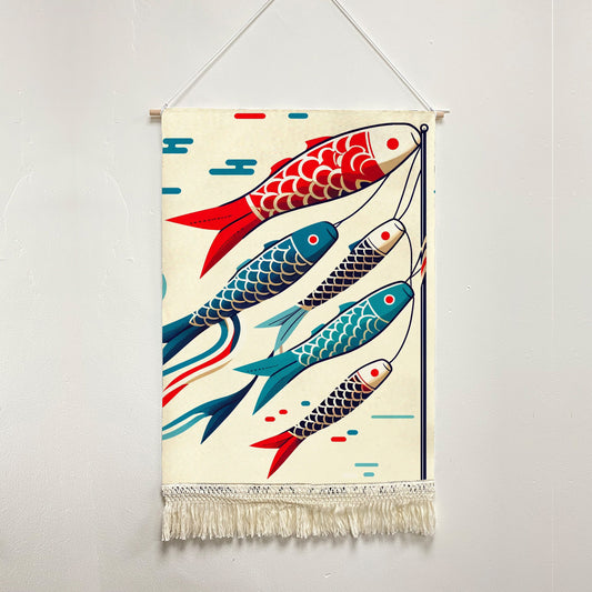 Feblilac Flying Koi Simple Version Handmade Macrame Hanging Wall Decor Art