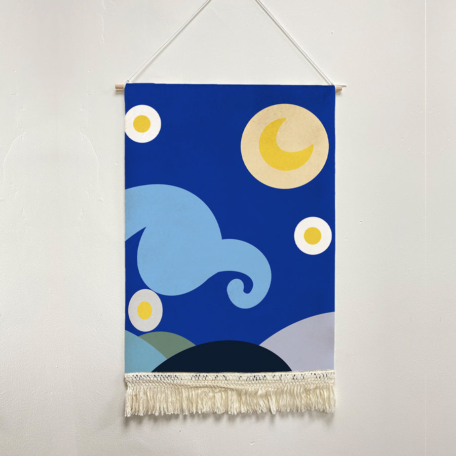Feblilac Simple Strokes of Starry Sky Handmade Macrame Hanging Wall Decor Art - view 2