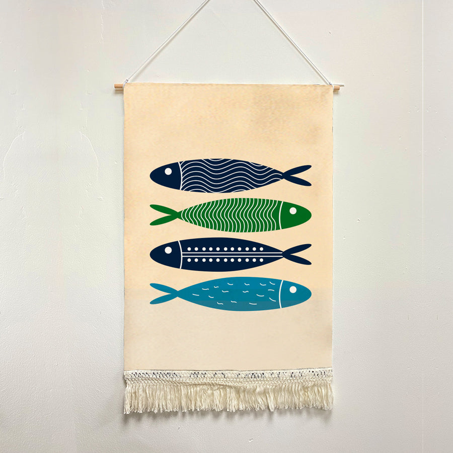 Feblilac Blue Simple Fish Handmade Macrame Hanging Wall Decor Art - view 2