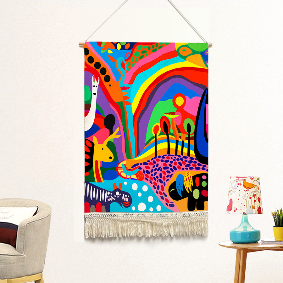Feblilac Children's Drawings Handmade Macrame Hanging Wall Decor Art - view 2