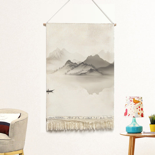 Feblilac Boat Landscape Handmade Macrame Hanging Wall Decor Art