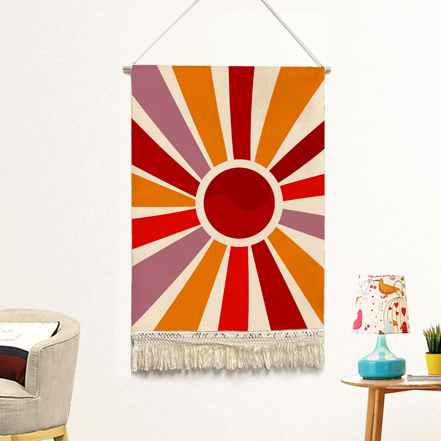 Feblilac Sun Rays Shining Handmade Macrame Hanging Wall Decor Art