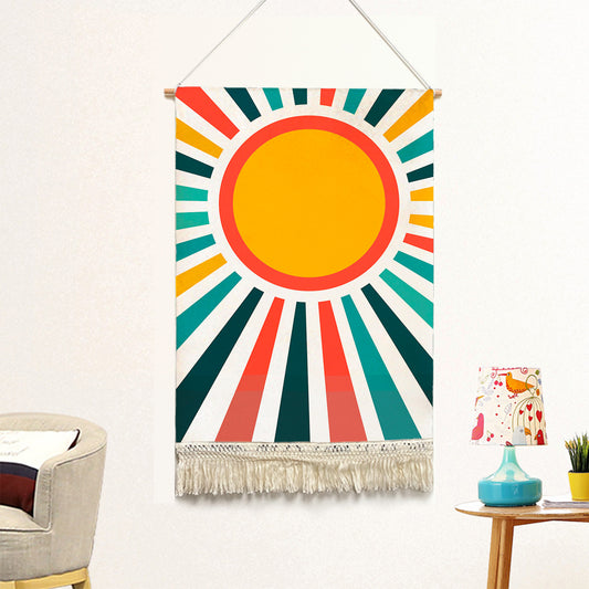 Feblilac Colorful Sun Rays Handmade Macrame Hanging Wall Decor Art