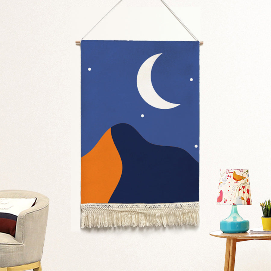 Feblilac Stars Moon and Mountains Handmade Macrame Hanging Wall Decor Art - view 2