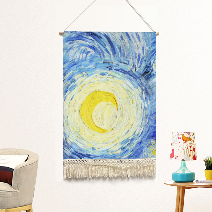 Feblilac Van Gogh Irregular Starry Sky Handmade Macrame Hanging Wall Decor Art - view 2