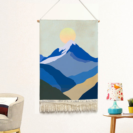 Feblilac the Snow Mountain of Sunrise Handmade Macrame Hanging Wall Decor Art