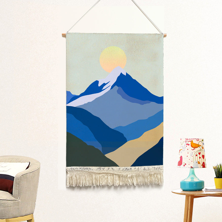 Feblilac the Snow Mountain of Sunrise Handmade Macrame Hanging Wall Decor Art