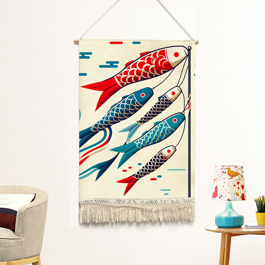 Feblilac Flying Koi Simple Version Handmade Macrame Hanging Wall Decor Art - view 2