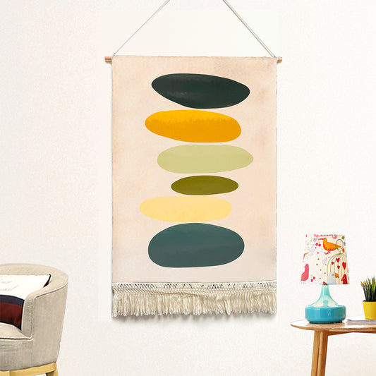 Feblilac Colored Stone Yellow Green Handmade Macrame Hanging Wall Decor Art