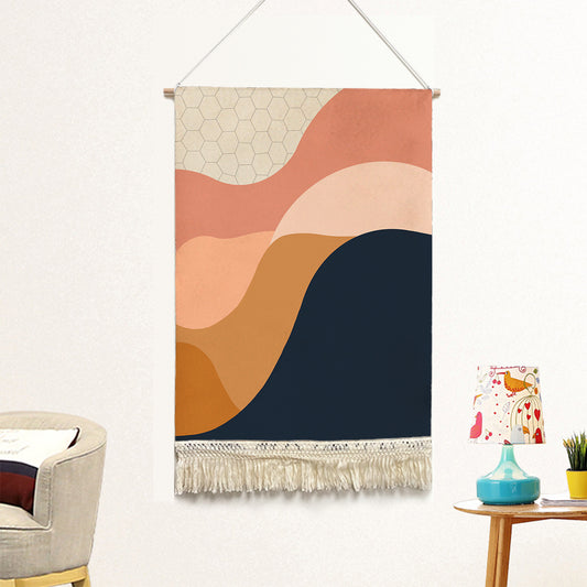 Feblilac Six-Color Wave Mountain Handmade Macrame Hanging Wall Decor Art