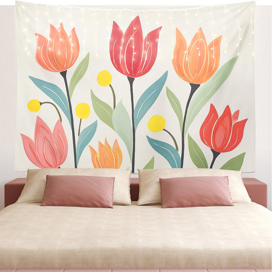 Feblilac Tulips Off-white Background Tapestry