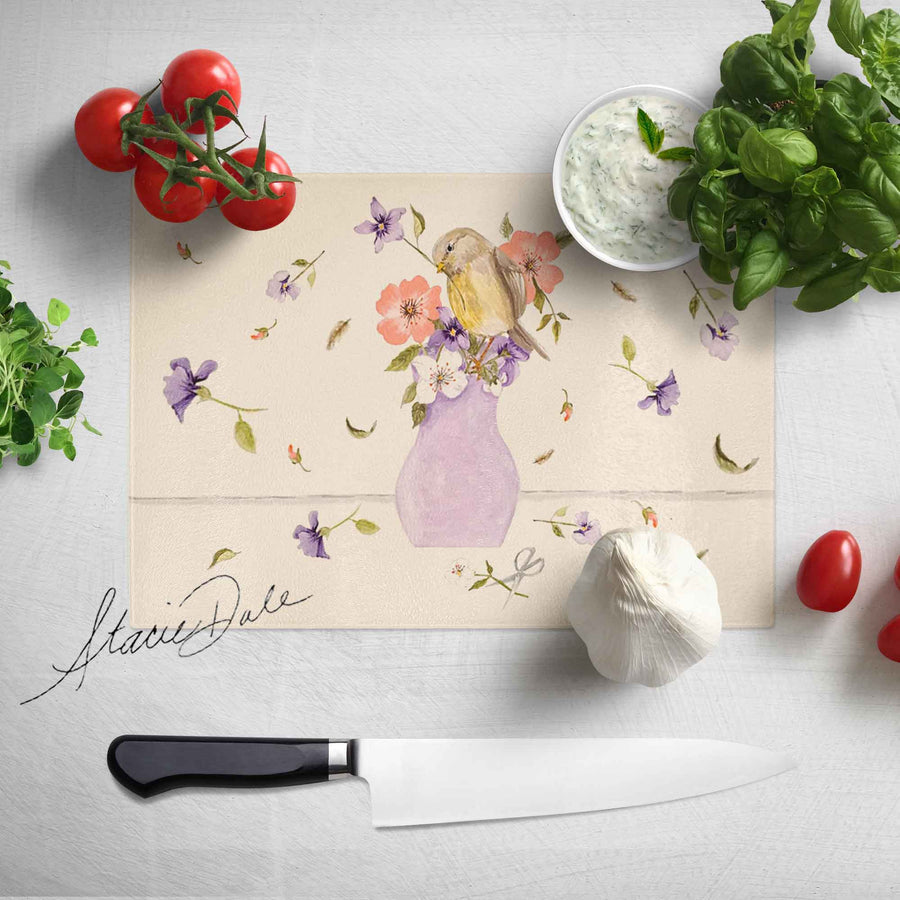 Feblilac Purple Vase Flower and Bird Cup and Dish Placemat by Stacie from US