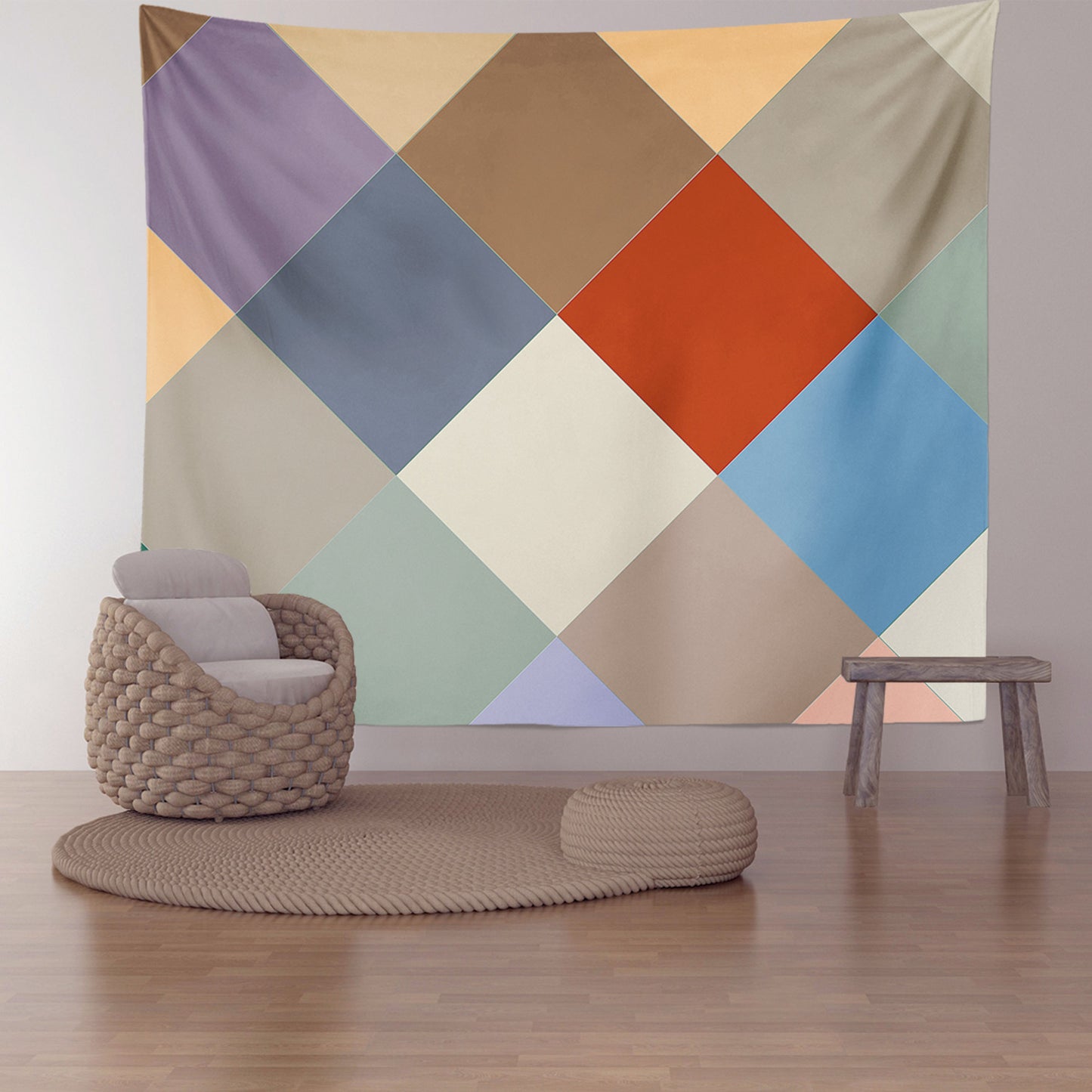 Feblilac Colorful Checkerboard Tapestry Wall Decor