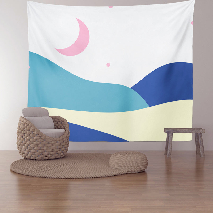 Feblilac Blue Pink Night Starry Sky Tapestry Wall Decor