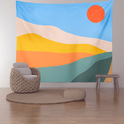 Feblilac Colorful Mountains Sunrise Tapestry Wall Decor