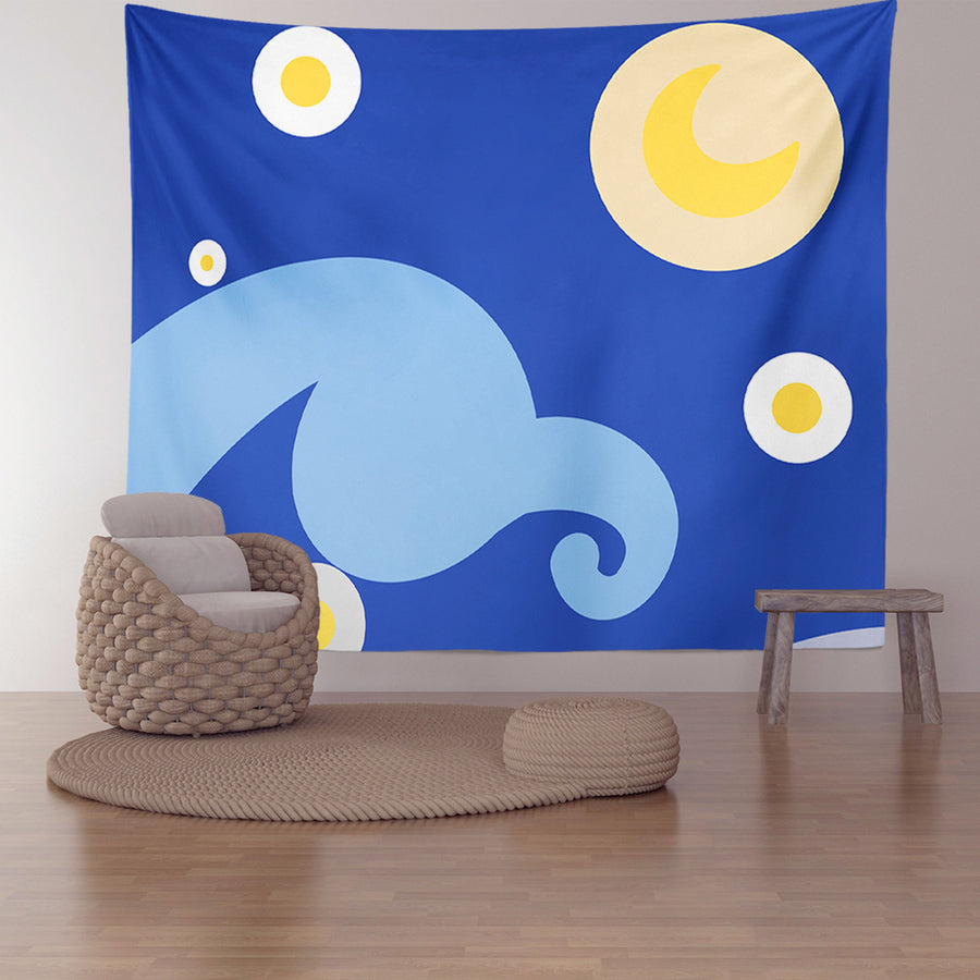 Feblilac Simple Strokes of Starry Sky Tapestry Wall Decor