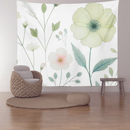 Feblilac White Daisy Pattern Tapestry Wall Decor