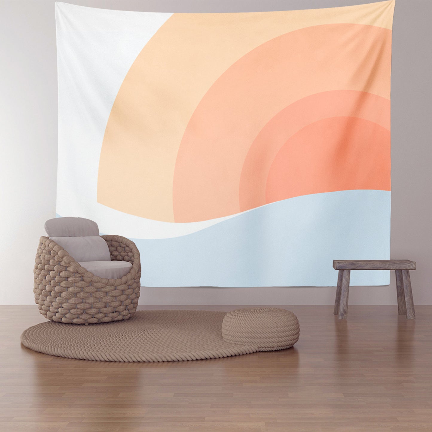 Feblilac Pink Gradient Sun Rising Tapestry Wall Decor