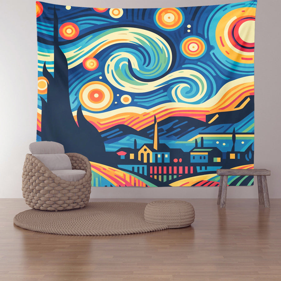 Feblilac Starry Sky Illustration Version Tapestry Wall Decor