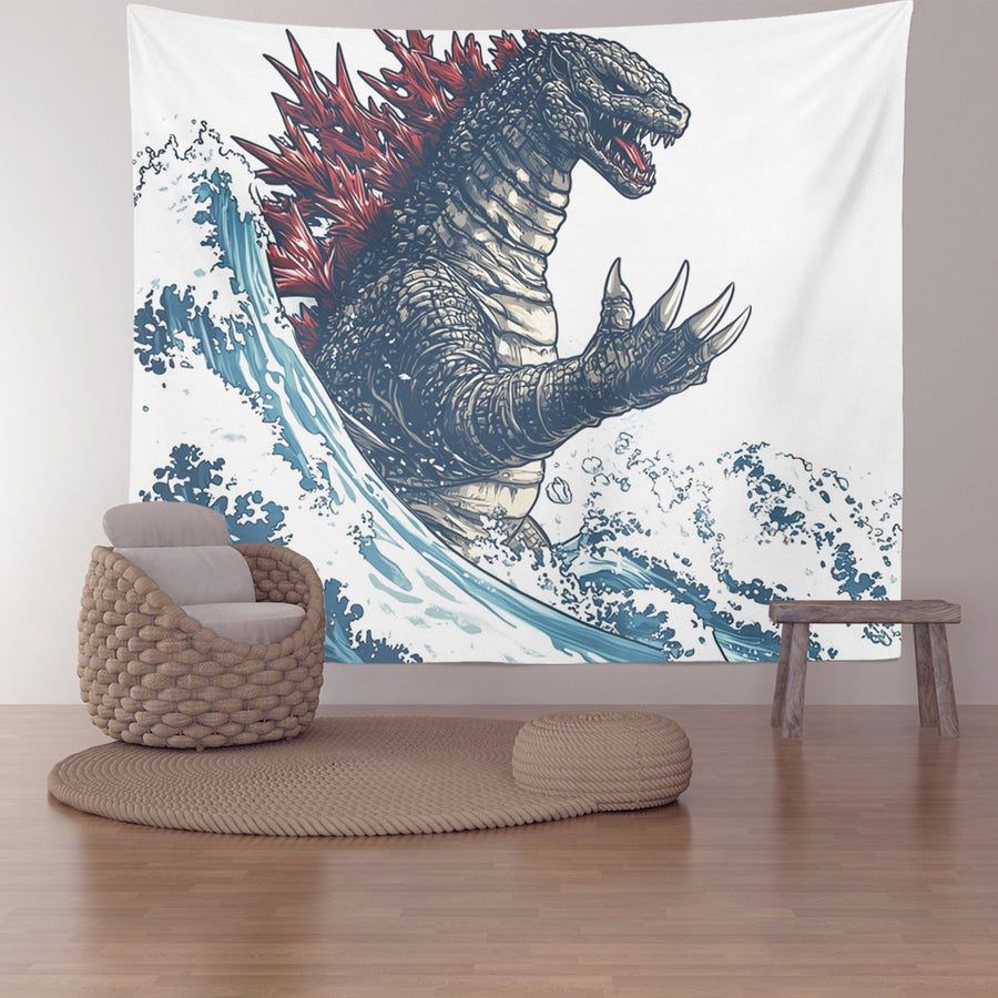 Feblilac Japanese Wave Monster Tapestry Wall Decor