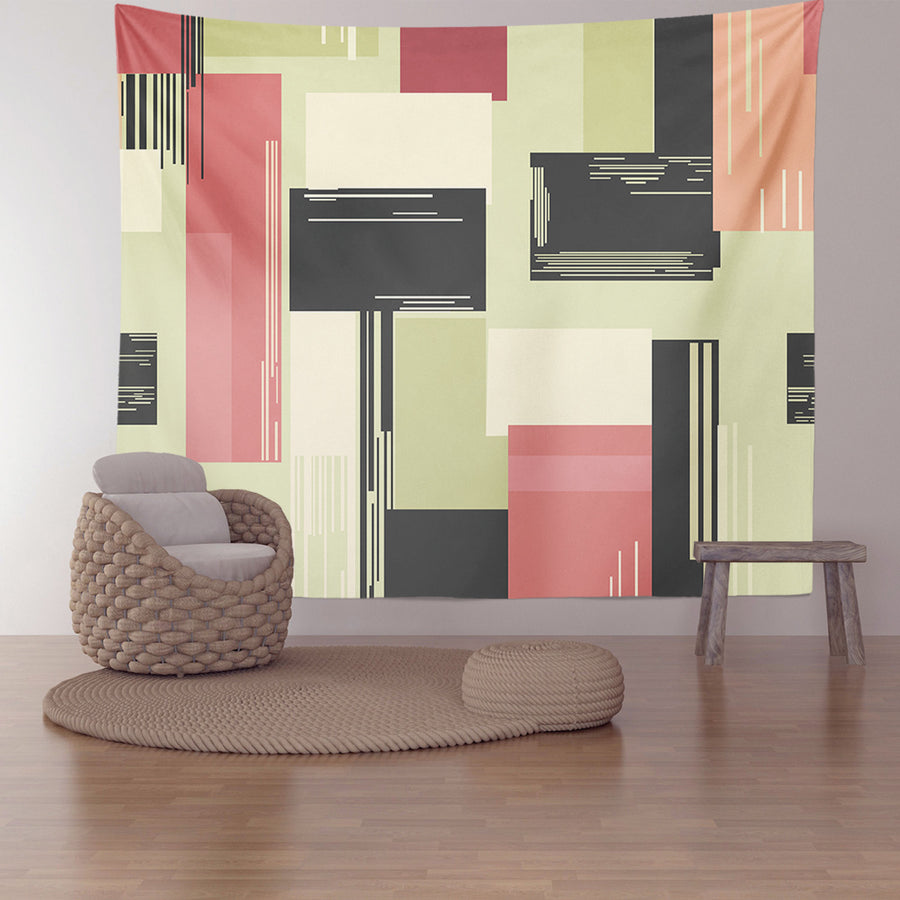 Feblilac Colorful Abstract Blocks Tapestry Wall Decor