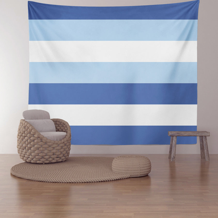 Feblilac Blue and White Stripes Tapestry Wall Decor