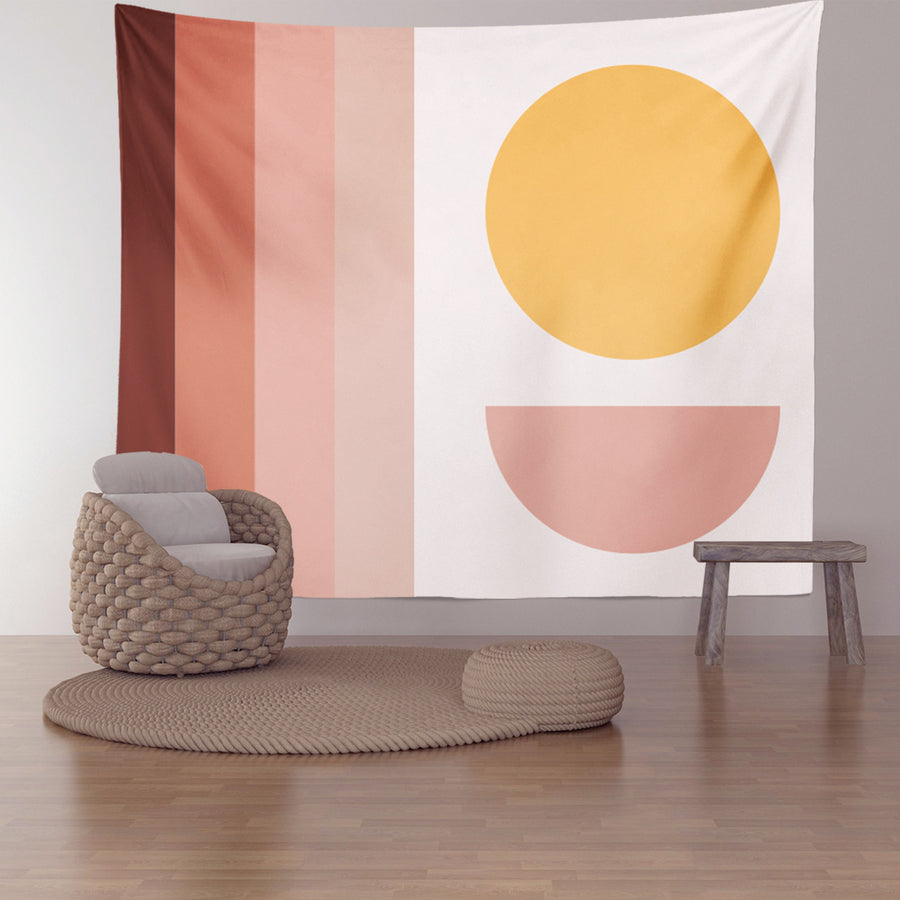 Feblilac Pink Sun Stripes Tapestry Wall Decor