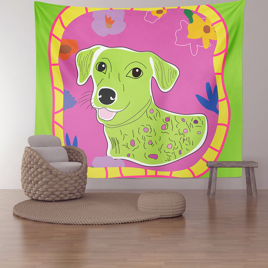 Feblilac Colorful Dog Tapestry Wall Decor