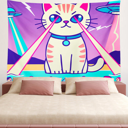 Feblilac Laser Cat Tapestry Wall Decor