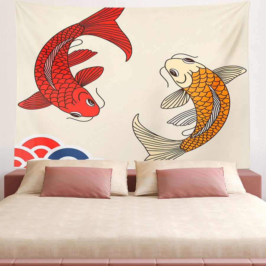 Feblilac Two Koi Carps Tapestry Wall Decor - view 2