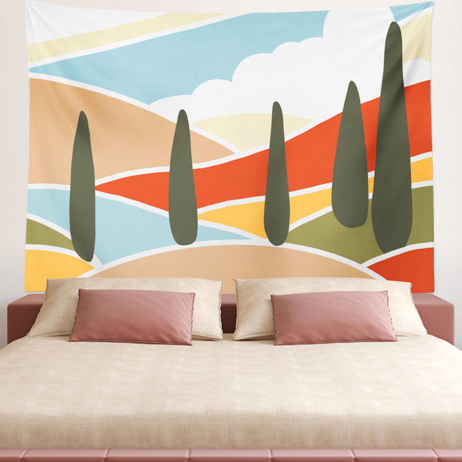 Feblilac Red and Blue Mountains Tapestry Wall Decor - view 2