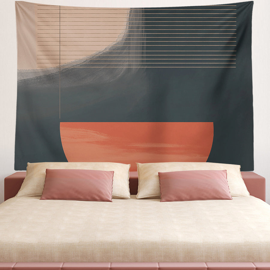 Feblilac Red and Black Modern Abstract Tapestry Wall Decor - view 2