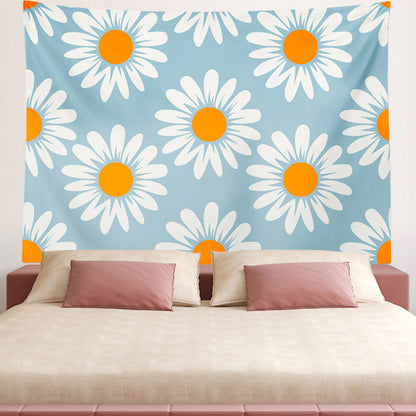 Feblilac White Daisy Pattern Tapestry Wall Decor