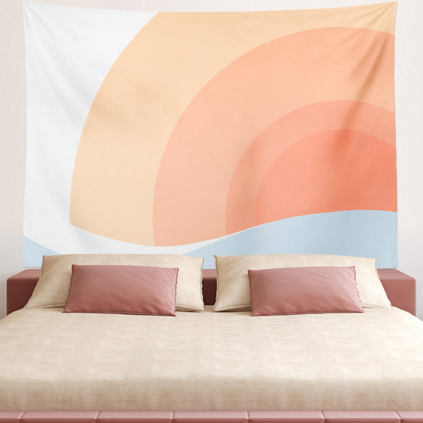 Feblilac Pink Gradient Sun Rising Tapestry Wall Decor