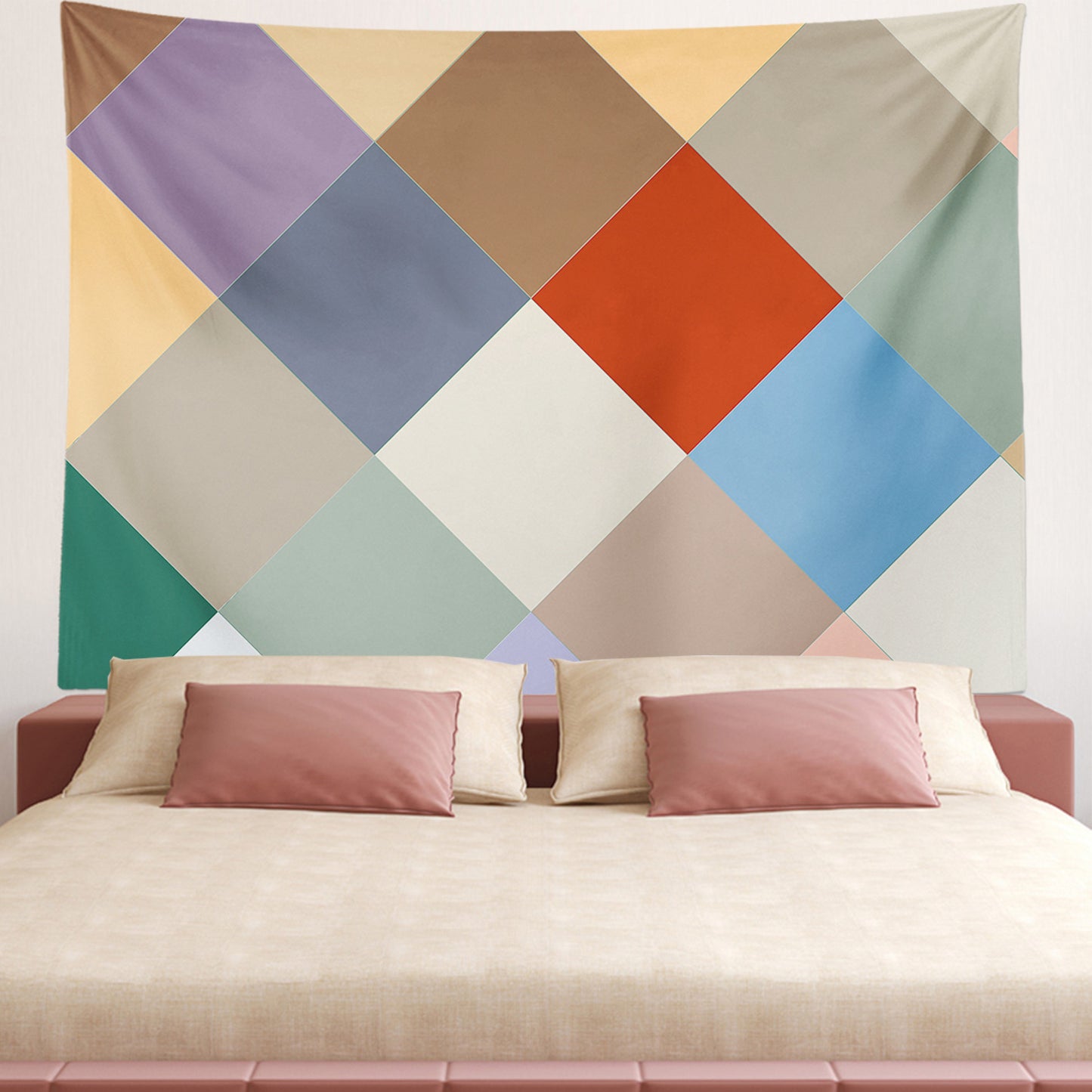 Feblilac Colorful Checkerboard Tapestry Wall Decor