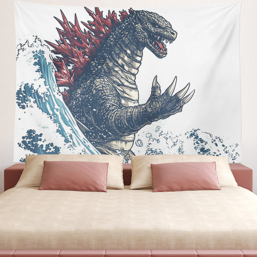 Feblilac Japanese Wave Monster Tapestry Wall Decor - view 2