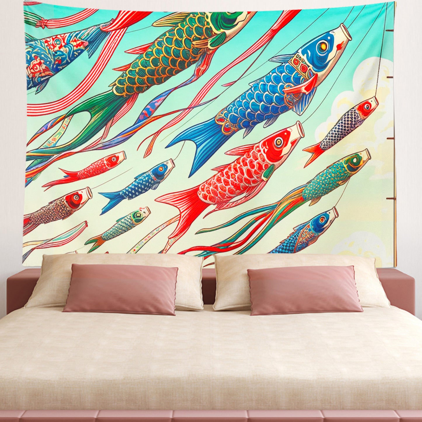 Feblilac Flying Koi Complex Version Tapestry Wall Decor