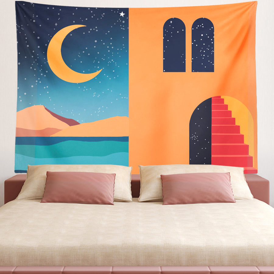 Feblilac Simple Style House Mountains Tapestry Wall Decor - view 2