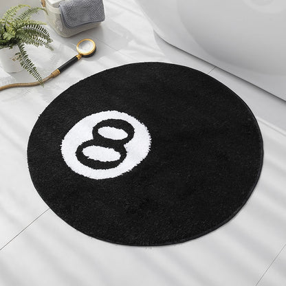 Feblilac Black 8 Ball Round Tufted Bath Mat