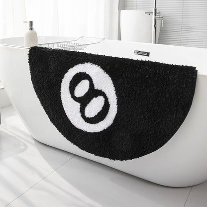 Feblilac Black 8 Ball Round Tufted Bath Mat