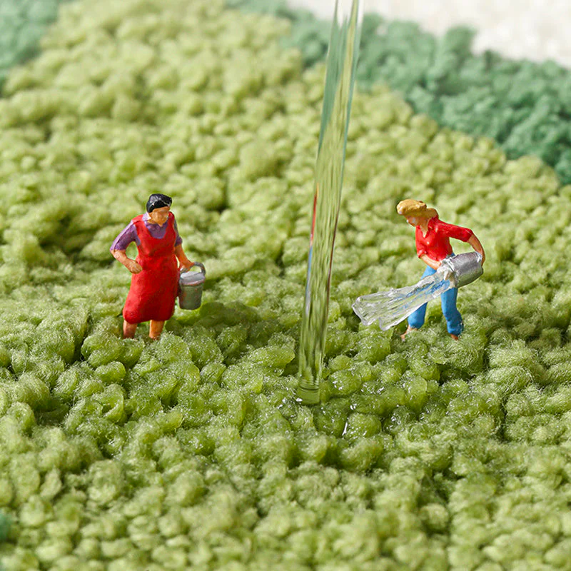 Feblilac Retro Rainbow Arch Bath Mat – Colorful Non-Slip Bathroom Rug with Sun Design