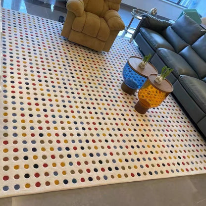 Feblilac Luxurious Colorful Spot Dots Art Handmade Tufted Acrylic Livingroom Carpet Area Rug