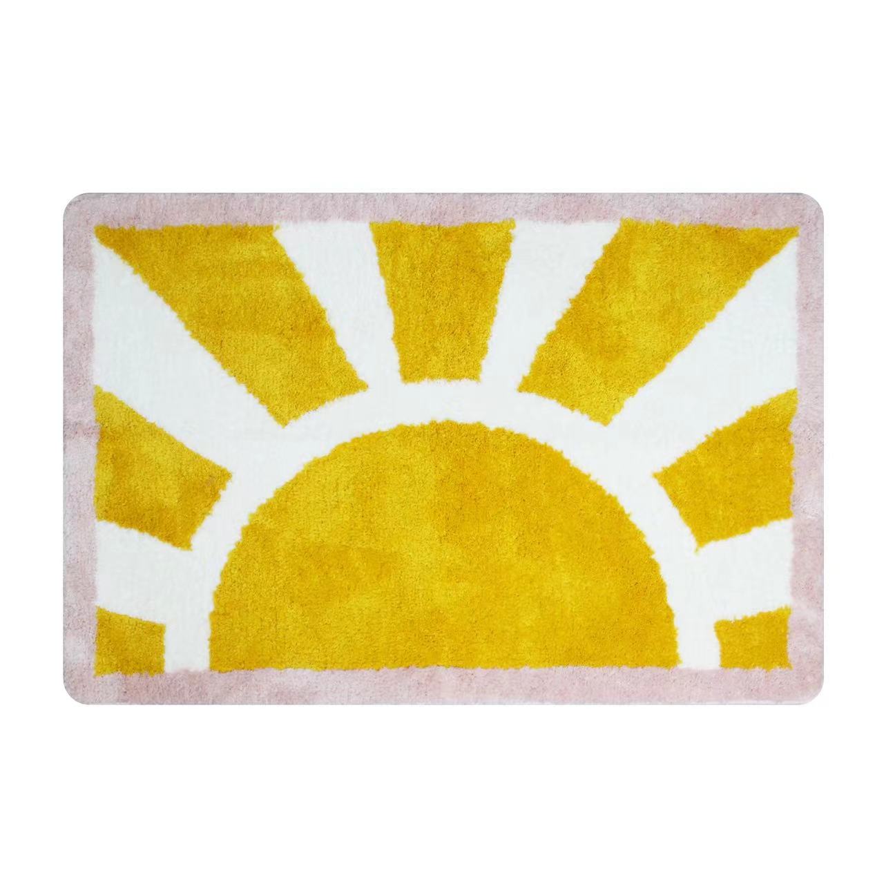 Feblilac Sun Rise Bathroom Mat, Yellow Sunshine Bath Mat