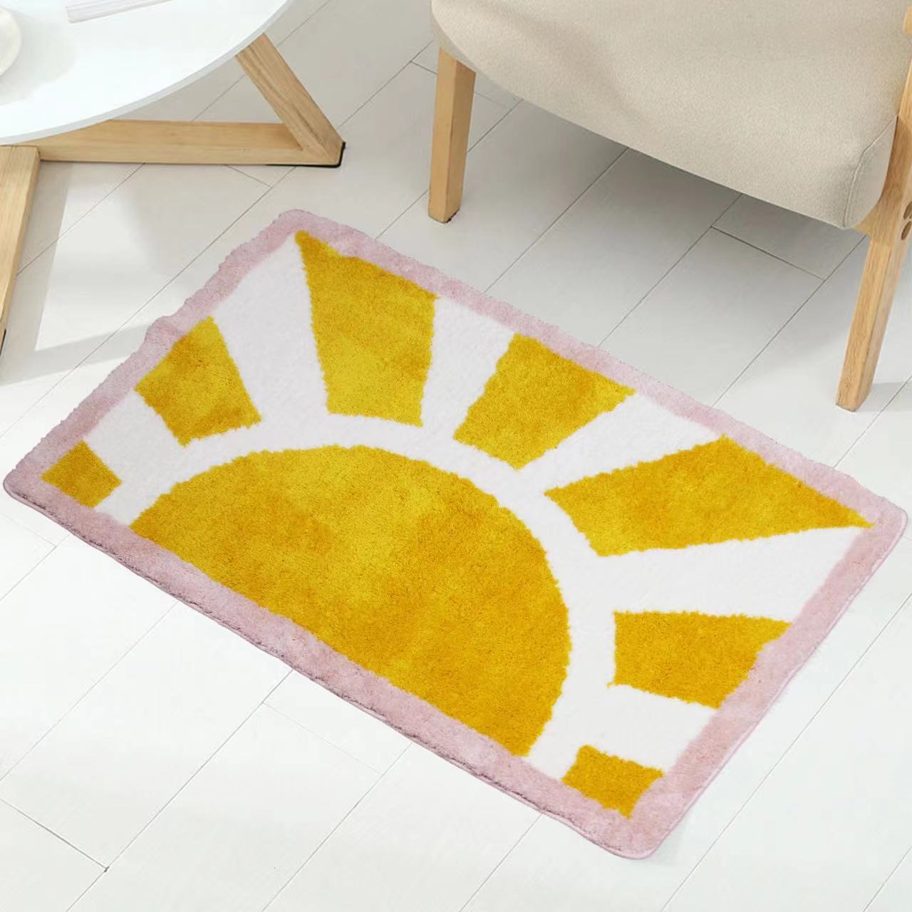 Feblilac Sun Rise Bathroom Mat, Yellow Sunshine Bath Mat