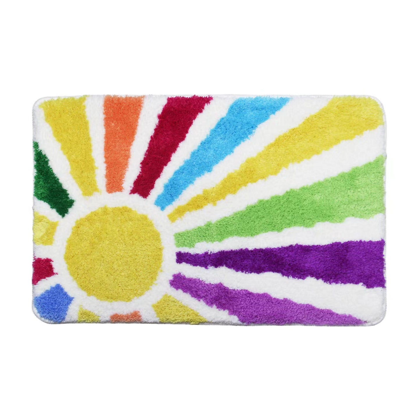 Feblilac Rainbow Sun Rays Tufted Bath Mat