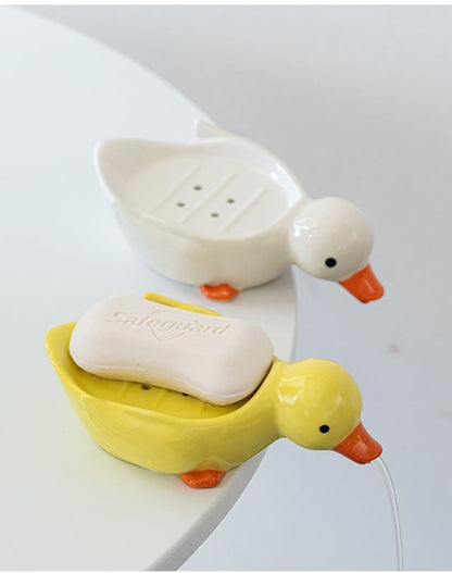 Feblilac Duck Soap Box Household Drain Does Not Accumulate Water Creative Soap Box Bathroom Washstand Soap Box Rack Drain