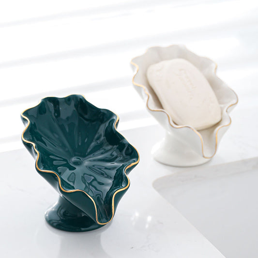 Feblilac Creative Lotus Leaf Shape Soap Box Soap Box for Bathroom