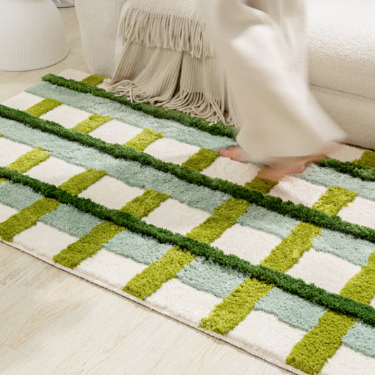 Feblilac Green Plush Rug for Bedroom and Living Room Sofa & Coffee Table Area, Field Forest Style