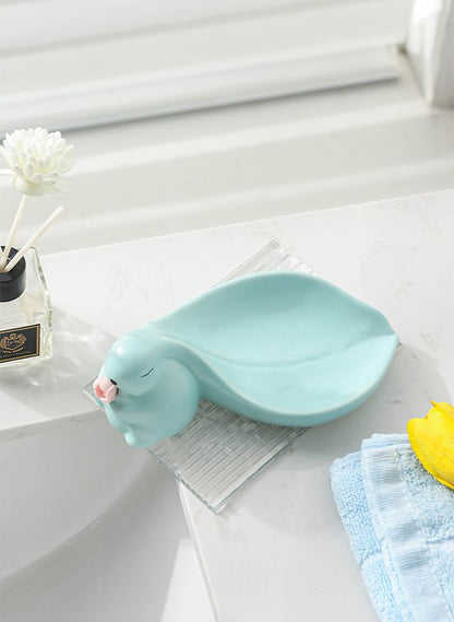 Feblilac Rabbit Soap Box for Bathroom